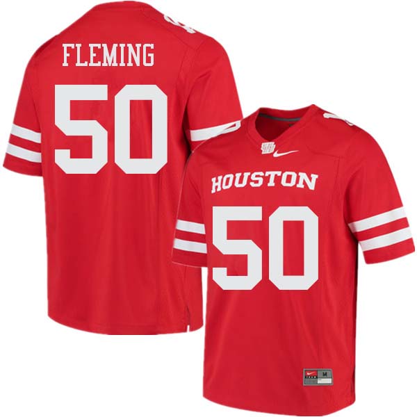 Men #50 Aymiel Fleming Houston Cougars College Football Jerseys Sale-Red